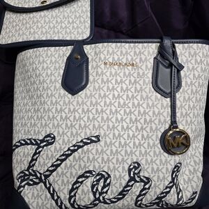 Michael Kors Cream and Navy Signature Tote